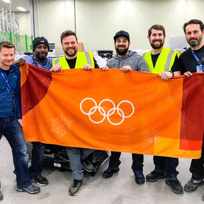 Oympic banner crew